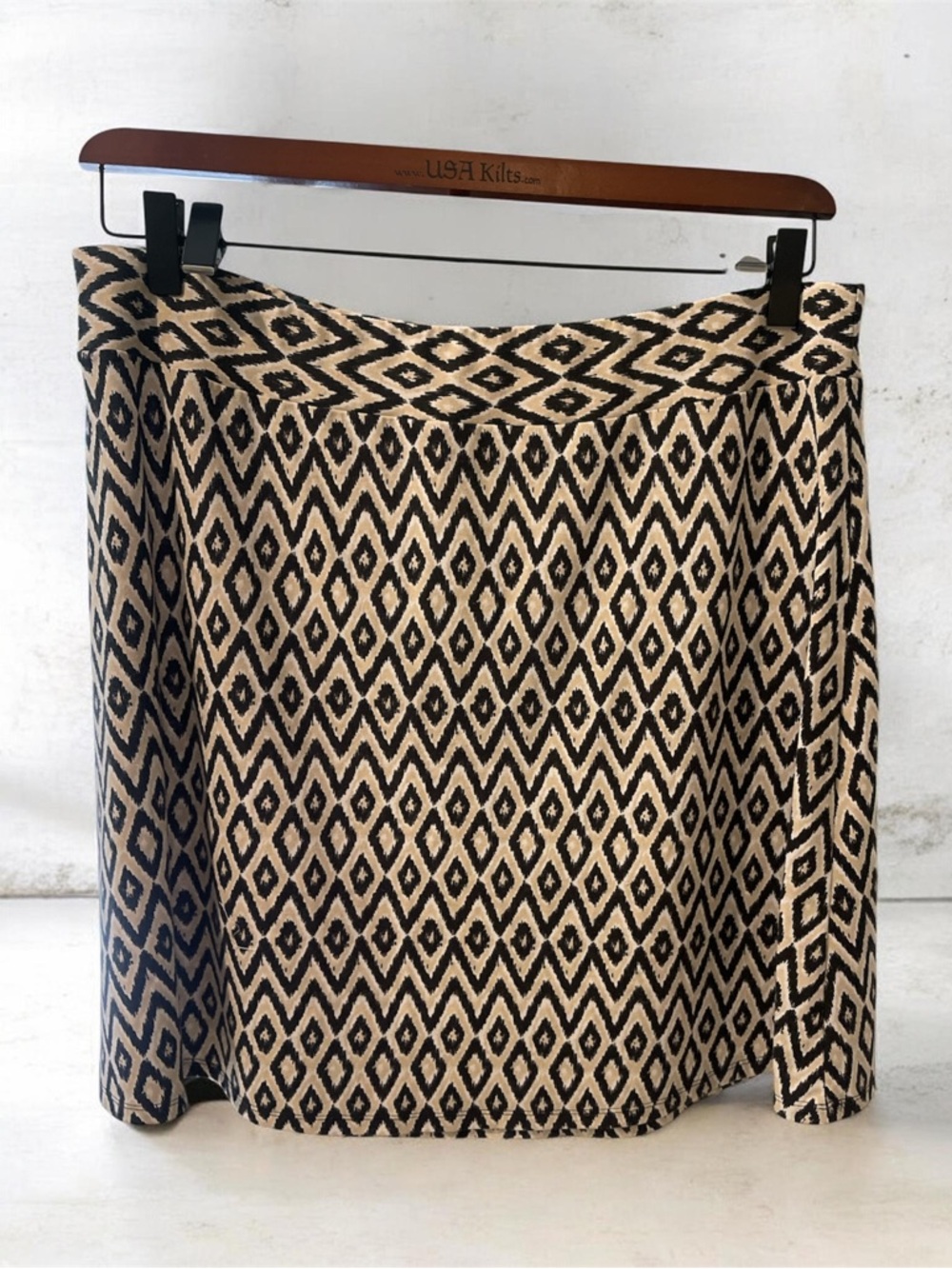 Black, White and Tan Diamond Pattern Skirt